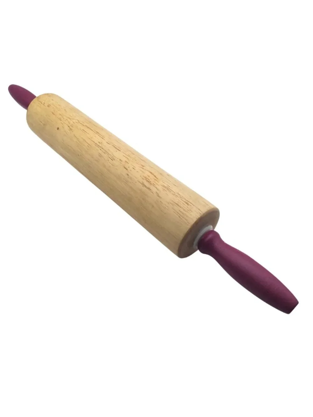 Wooden Rolling Pin Red Handles Wood 18